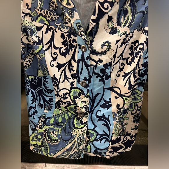 Chico's size 0 Cotton blend floral summer spring light jacket - Picture 5 of 13